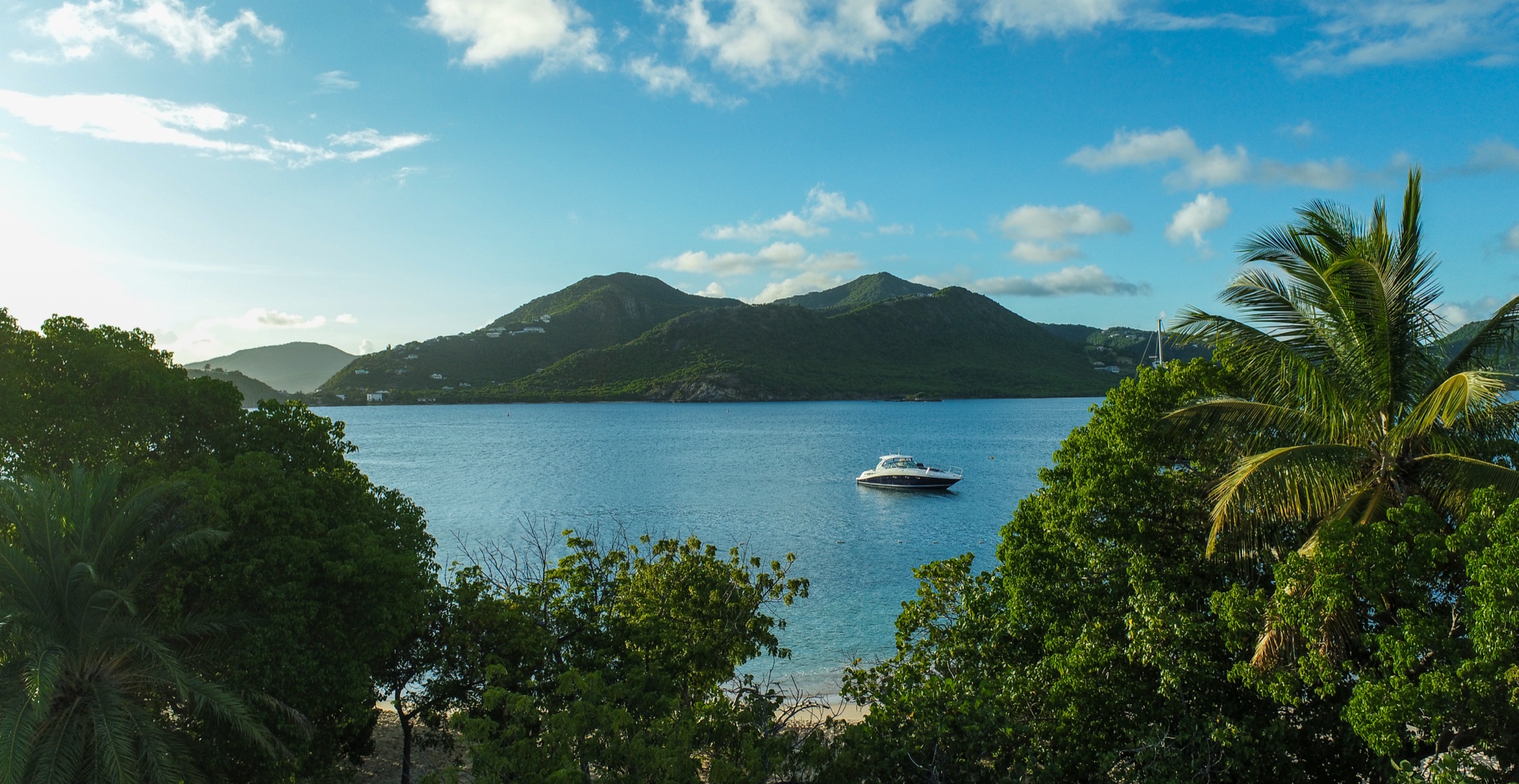 Aerial view of TITO 2 cruising in Antigua